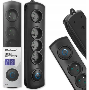 Napájecí kabel Přepěťová ochrana Qoltec 1,5 m, 4 zásuvky