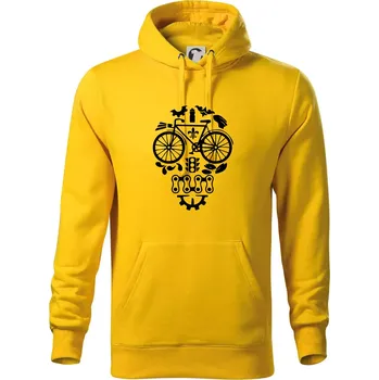 Pánská mikina Bike lebka - Mikina pánská Cape s kapucí - L ( Žlutá )