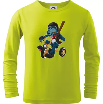 Dětská móda Vlk na tříkolce - Triko dětské Long Sleeve - 122 cm/6 let ( Limetková )