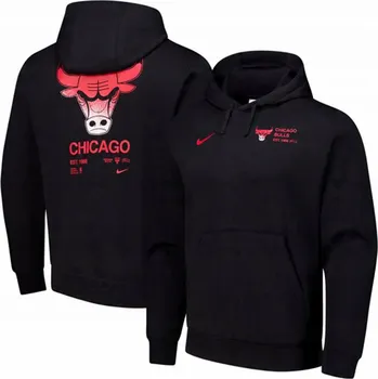 Pánská mikina Pánská mikina černá tepláková klokanka mikina Nike Chicago Bulls 3345-010 S