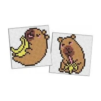 Set školních potřeb Diamentowa mozaika Kids - Kapibara: banany 9x9cm