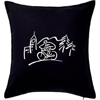 Polštář Cyklista na výletě - Polštář 50x50 - 50x50 - Pouze potah ( Černá )