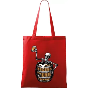 Nákupní taška Kostra pivo - Taška bavlněná - 42 x 38 cm ( Červená )