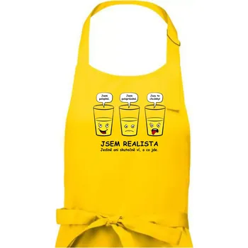 Kuchyňská zástěra Jsem realista - skleničky (Hana-creative) - Pánská zástěra na vaření - Univerzální velikost ( Žlutá )