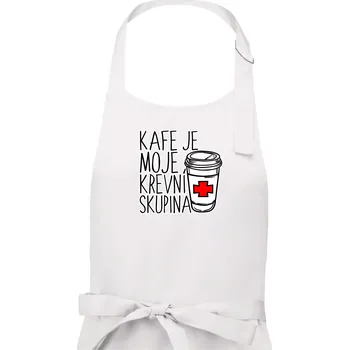 Kuchyňská zástěra Kafe je moje krevní skupina - Pánská zástěra na vaření - Univerzální velikost ( Bílá )