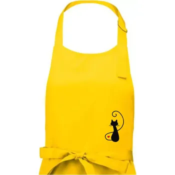 Kuchyňská zástěra Zamilovaná kočka zpředu - Pánská zástěra na vaření - Univerzální velikost ( Žlutá )