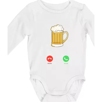 Volá pivo (Pecka design) - Body kojenecké s dlouhým rukávem - Dlouhý r. do 3 měs ( Bílá )