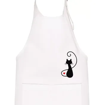 Kuchyňská zástěra Zamilovaná kočka zpředu - Dětská zástěra na vaření - Univerzální velikost ( Bílá )