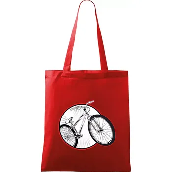 Nákupní taška Downhill kolo v kruhu - Taška bavlněná - 42 x 38 cm ( Červená )