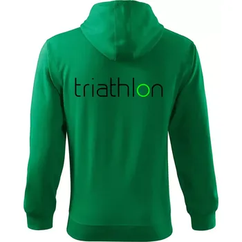 Pánská mikina Triathlon nápis - Mikina s kapucí na zip trendy zipper - S ( Středně zelená )
