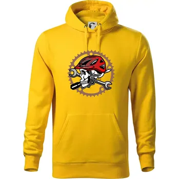 Pánská mikina Lebka biker opravář - Mikina pánská Cape s kapucí - M ( Žlutá )