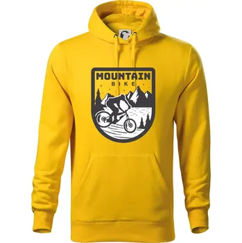 Pánská mikina MTB mountain bike logo prsa zaoblené - Mikina pánská Cape s kapucí - S ( Žlutá )