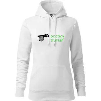 Dámská mikina Poctivý Truhlář - Mikina dámská Cape s kapucí - XL ( Bílá )
