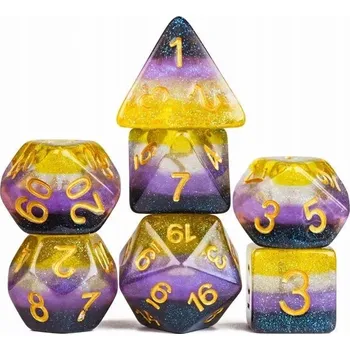 Příslušenství k deskovým hrám PRIDE LGBTQ NEBINÁRNOST SADA 7 RPG kostek