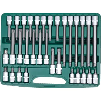 Gola hlavice Hlavice 1/2” TORX, vel. T20-T70, krátké a prodloužené, sada 32 ks - JONNESWAY S07H4932S