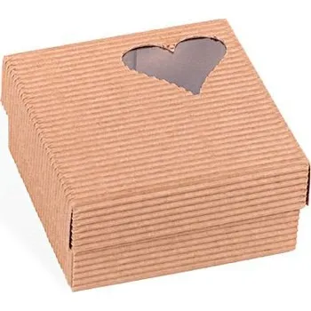 Dárková krabička Krabička malá dno + víko, kraft, motiv SRDCE v rohu