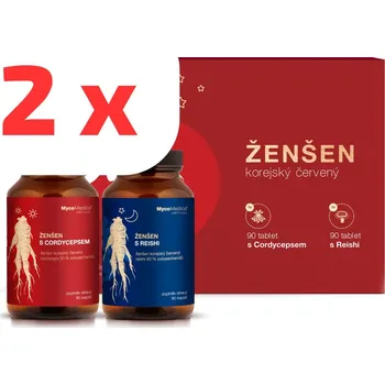Přírodní produkt 2 x DÁRKOVÁ SADA MycoMedica Korejský ženšen + Cordyceps a Reishi 4 x 90 kapslí