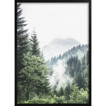 Obraz Plakát do ložnice obývacího pokoje Obraz v rámu 50x70 Les v mlze