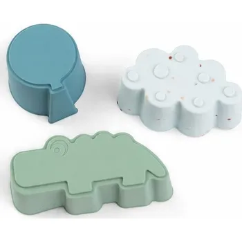 dětská jídelní sada Done by Deer Silikonové formičky 3ks Happy Clouds Modré