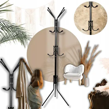 Věšák PODLAHOVÝ STOJAN NA OBLEČENÍ, STOJAN, LOFT NA BUNDY, OBLEČENÍ, ČERNÝ