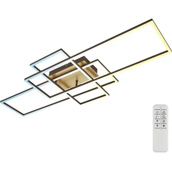 Brilo - LED Stmívatelný přisazený lustr FRAME LED/51W/230V hnědá/zlatá + DO