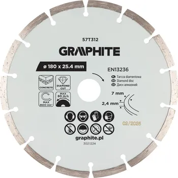 Řezný kotouč Graphite Diamantový řezný kotouč se segmenty, 180 x 25,4 mm, suchý