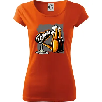 Dámské tričko Beer lahve - Dámské triko Pure - XS ( Oranžová )