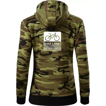 Dámská mikina Bike lane - Dámská mikina trendy zipper s kapucí - XS ( Zelený maskáč )