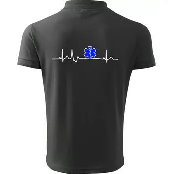 Pánská košile EKG rescue modrá hvězda - Polokošile pánská Pique Polo 203 - 3XL ( Tmavá břidlice (šedá se zeleným nádechem) )