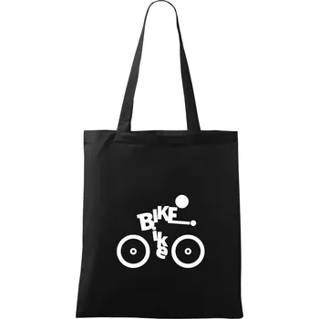 Nákupní taška Bike nápis postava - Taška bavlněná - 42 x 38 cm ( Černá )