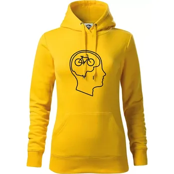 Dámská mikina Myslím jen na kolo - Mikina dámská Cape s kapucí - 2XL ( Žlutá )