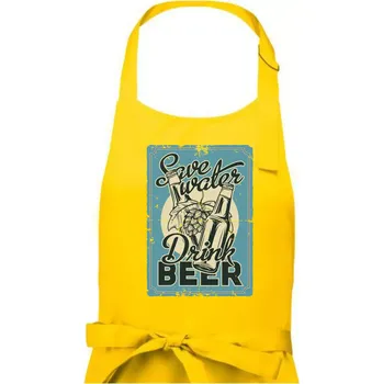 Kuchyňská zástěra Save water drink beer poster - Dámská zástěra na vaření - Univerzální velikost ( Žlutá )