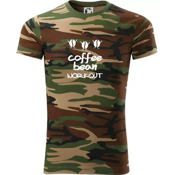 Pánské tričko Coffee bean workout - Army CAMOUFLAGE - 2XL ( Hnědý maskáč )