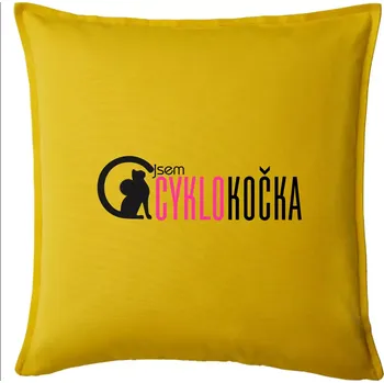 Polštář Jsem cyklo kočka - Polštář 50x50 - 50x50 - Pouze potah ( Žlutá )