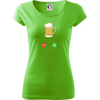 Dámské tričko Volá pivo (Pecka design) - Dámské triko Pure - XS ( Apple Green )