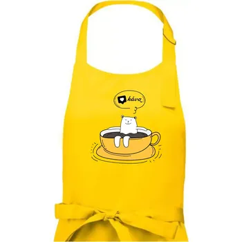 Kuchyňská zástěra Miluji kávu - Dámská zástěra na vaření - Univerzální velikost ( Žlutá )