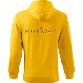 Pánská mikina Monday nápis - Mikina s kapucí na zip trendy zipper - XL ( Žlutá )
