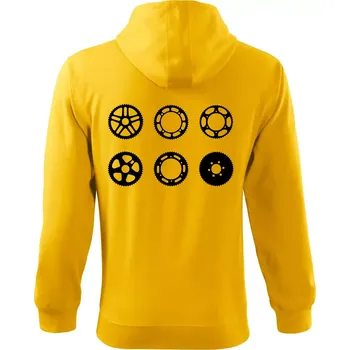 Pánská mikina Cyklo Převodníky - Mikina s kapucí na zip trendy zipper - 3XL ( Žlutá )