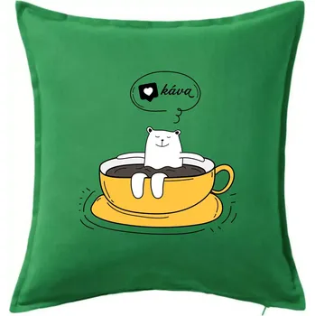Polštář Miluji kávu - Polštář 50x50 - 50x50 - Pouze potah ( Středně zelená )