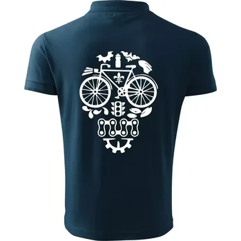 Pánská košile Bike lebka - Polokošile pánská Pique Polo 203 - 5XL ( Námořní modrá (téměř černá) )