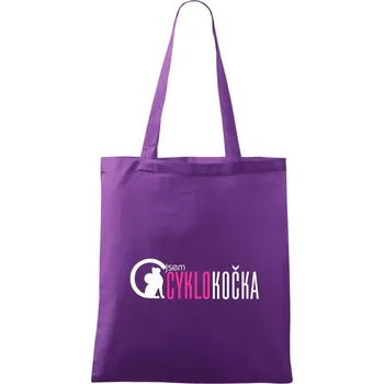 Nákupní taška Jsem cyklo kočka - Taška bavlněná - 42 x 38 cm ( Fialová )