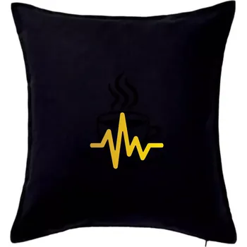 Polštář Káva EKG hrnek - Polštář 50x50 - 50x50 - Pouze potah ( Černá )