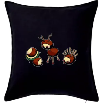 Polštář Kaštanová zvířátka - v řadě - Polštář 50x50 - 50x50 - Pouze potah ( Černá )