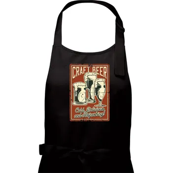 Kuchyňská zástěra Craft beer - Dámská zástěra na vaření - Univerzální velikost ( Černá )