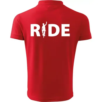 Pánská košile Ride - nápis s cyklistou - Polokošile pánská Pique Polo 203 - S ( Červená )