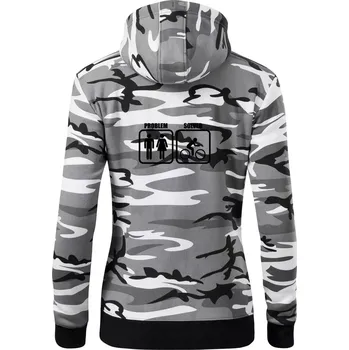 Dámská mikina Problém - Kolo - Dámská mikina trendy zipper s kapucí - M ( Šedý maskáč )