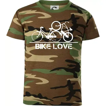 Bike love - Dětské maskáčové triko - 104-110cm / 3-4 roky ( Hnědý maskáč )