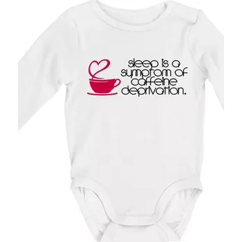 Sleep Coffeine - Body kojenecké s dlouhým rukávem - Dlouhý r. 3-6 měs ( Bílá )