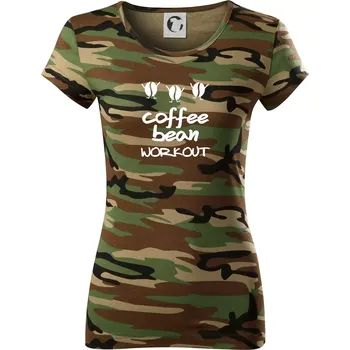 Dámské tričko Coffee bean workout - Dámské maskáčové triko - M ( Hnědý maskáč )