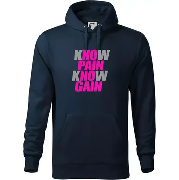 Pánská mikina Know Pain, Know Gain - Mikina pánská Cape s kapucí - 5XL ( Námořní modrá (velmi tmavá - téměř černá) )